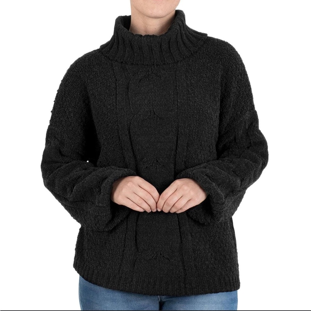 Seven7 Women's Cable Knit Cowl Neck Sweater
